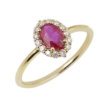 18ct Gold Ring with Ruby and Diamonds by Savvidis (No 53)