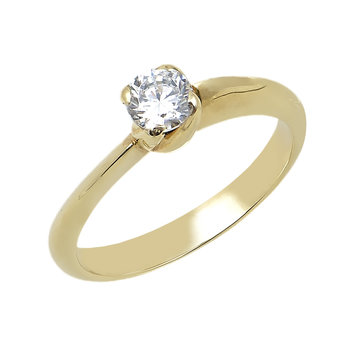 14ct Gold Solitaire Engagement Ring with Zircons by SAVVIDIS (Νο 53)