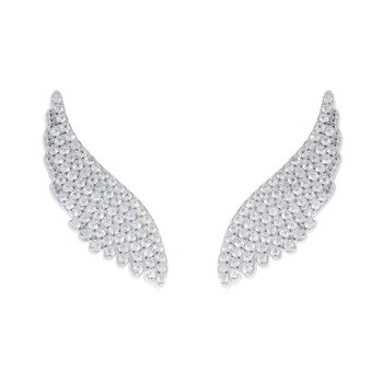 Σκουλαρίκια DOUKISSA NOMIKOU Angel Wings Crawler Earrings Pave Silver