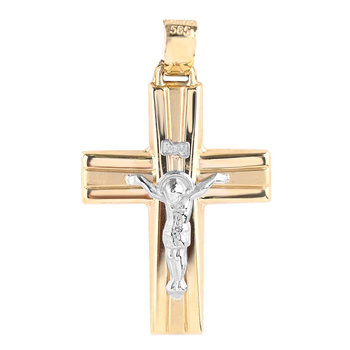 14ct Gold and White Gold Double Sided Cross by SAVVIDIS