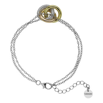 BREEZE Rhodium and Gold Plated Sterling Silver Bracelet with Zircons