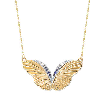 SOLEDOR 14ct Gold Necklace THE LOVE EFFECT with Diamonds and Sapphires
