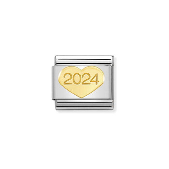 Σύνδεσμος (Link) NOMINATION '2024' από ανοξείδωτο ατσάλι και χρυσό 18K