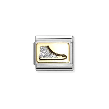 Σύνδεσμος (Link) NOMINATION 'Παπούτσι' από ανοξείδωτο ατσάλι και χρυσό 18K με glitter