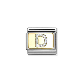 Σύνδεσμος (Link) NOMINATION 'D' από ανοξείδωτο ατσάλι και χρυσό 18K με glitter