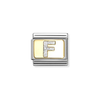 NOMINATION Link 'F' made of Stainless Steel and 18ct Gold with Glitter