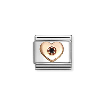 NOMINATION Link 'Heart' made of Stainless Steel and 9ct Rose Gold with Zircon