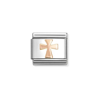 NOMINATION Link 'Cross' made of Stainless Steel and 9ct Rose Gold