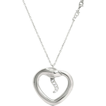 JCOU Snakeheart Rhodium Plated Sterling Silver Necklace with Zircons