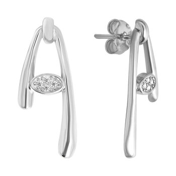 JCOU Hug Rhodium-Plated Sterling Silver Earrings with Zircons