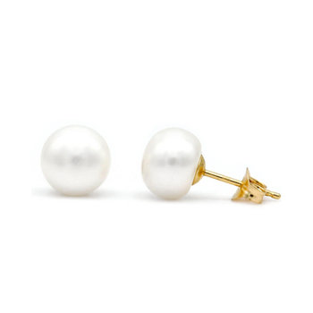 SAVVIDIS Earrings 14ct Gold with 8.5 - 9.0 mm Fresh Water Button Pearls