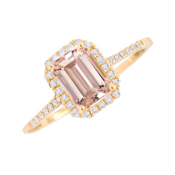 18ct Gold Ring with Diamonds and Morganite by SAVVIDIS (No 53)
