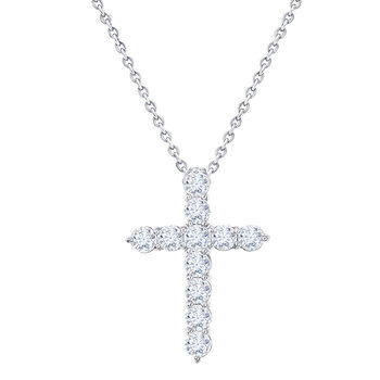 18ct White Gold Necklace with Cross with Diamonds by SAVVIDIS