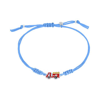 MAREA Firetruck Sterling Silver Bracelet for Boys with Cotton Cord
