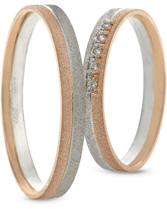 Wedding Rings in 9ct White Gold and Pink Gold