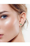 18ct Gold Earrings with Diamonds and Emerald by SAVVIDIS