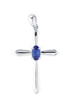 18ct White Gold Cross with Sapphire by SAVVIDIS