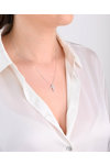 18ct White Gold Necklace with Cross with Diamonds by SAVVIDIS