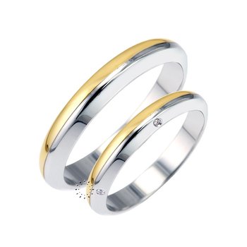 Wedding rings from 14ct Gold and Whitegold with Diamonds
