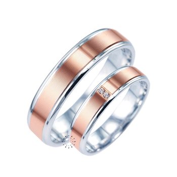 Wedding rings from 18ct Rose Gold and Whitegold with Diamonds
