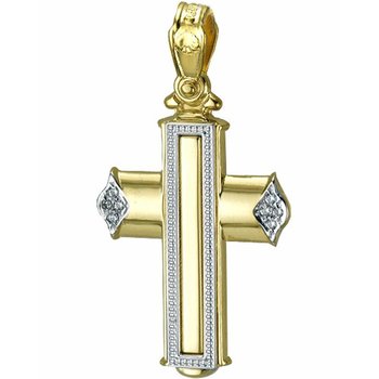 Βαπτιστικός σταυρός 14 Καράτια  Χρυσό και Λευκόχρυσο με Ζιρκόν SAVVIDIS