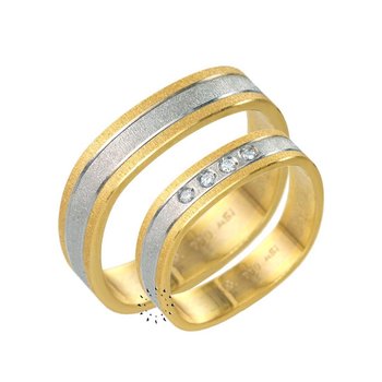 Wedding rings 18ct Gold and Whitegold with Diamonds