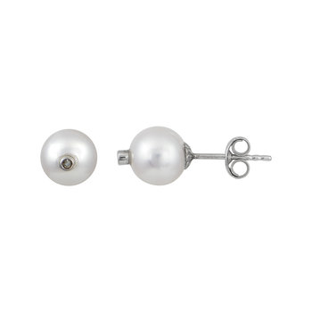 Earrings 18ct White Gold by SAVVIDIS with Diamonds and Pearl