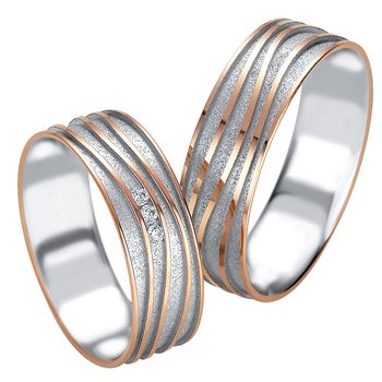 Wedding rings 14ct Pink Gold and Whitegold with Diamond Breuning