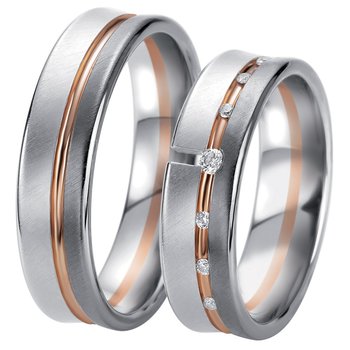 Wedding rings 14ct White Pink Black Gold with Diamond Breuning