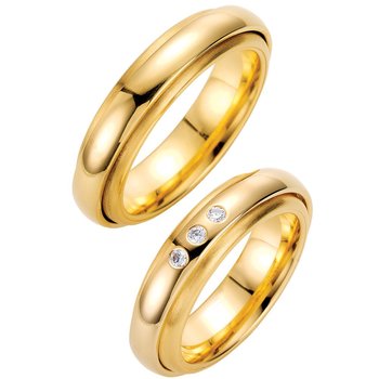 Wedding rings in 14ct Gold with Diamonds Breuning