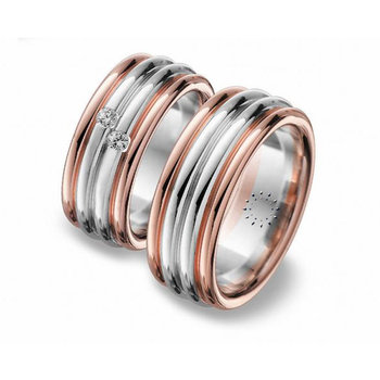 Wedding rings in 14ct Rose Gold and Whitegold with Diamonds Blume