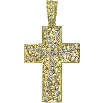 Cross 14ct Gold with zircon by FaCaDOro