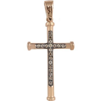Βαπτιστικός σταυρός 18Κ Ροζ Χρυσός με Διαμάντια FaCaDoro