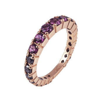 Eternity Ring 18ct Rose Gold with Rodolites and Diamonds