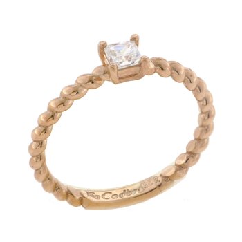 Μονόπετρο δαχτυλίδι FaCad'oro από ροζ χρυσό 14K με ζιργκόν (Νο 54)