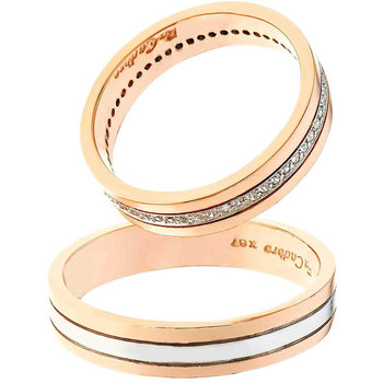 Wedding rings 14ct Rose Gold and Whitegold With Diamonds by FaCaDoro