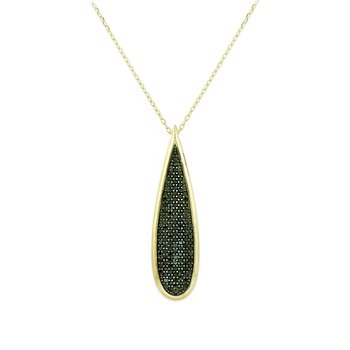 Gold Necklace 14K with Black Zircons