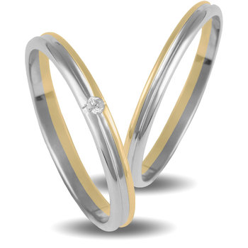 Wedding Rings in 9ct Yellow Gold and White Gold with Zircon