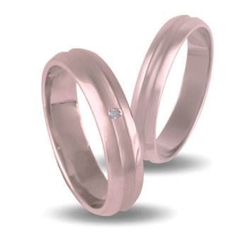Wedding Rings in 9ct Pink Gold with Zircon