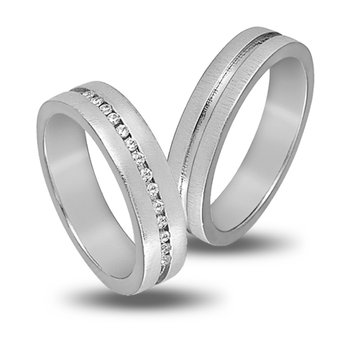 Wedding Rings in 14ct White Gold with Zircons