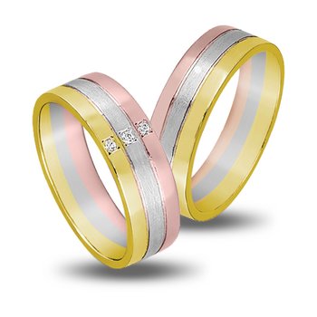 Wedding Rings in 14ct Yellow Gold, White Gold and Pink Gold with Zircons