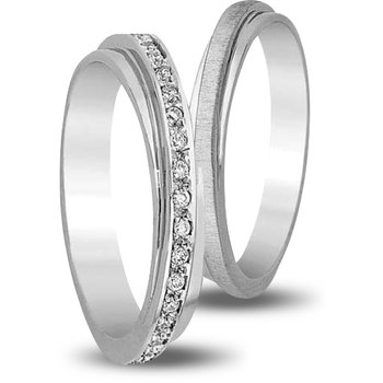 Wedding Rings in 14ct White Gold with Zircons