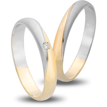 Wedding Rings in 14ct Yellow Gold and White Gold with Zircon
