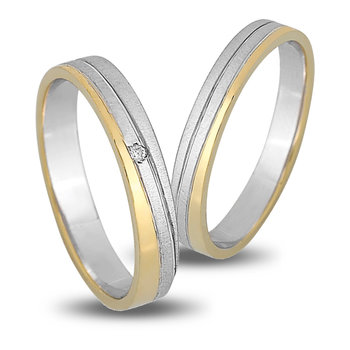 Wedding Rings in 14ct Yellow Gold and White Gold with Zircon