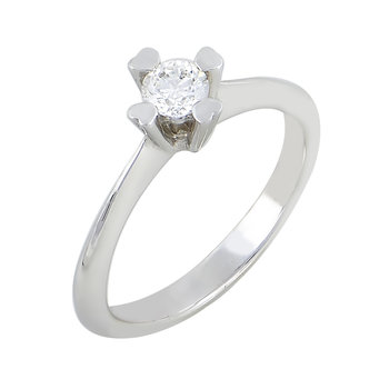 Solitaire Ring 18ct White Gold by PRECIEUX with Diamond (No 52)