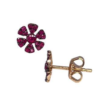 Earrings Set 18K rose gold with rubies SAVVIDIS