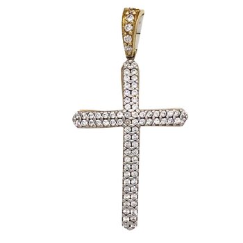Cross 14ct White Gold and Gold with Zircon by FaCaDoro