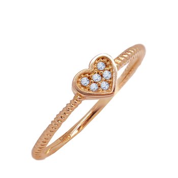 Δαχτυλίδι με καρδιά The Love Collection SAVVIDIS από ροζ χρυσό 14Κ με ζιργκόν (No 54)