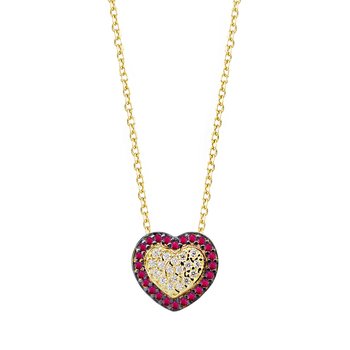 Necklace with Heart The Love Collection 14K Gold with Zircon SAVVIDIS