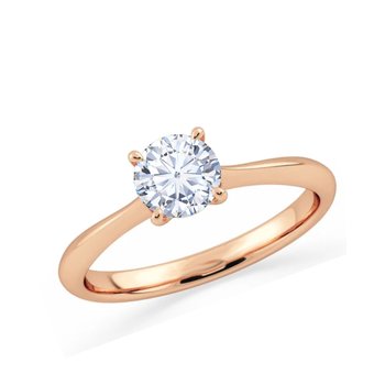 Solitaire ring 14ct Rose Gold with zircon SOLEDOR